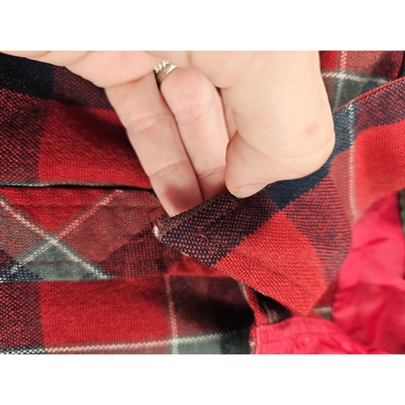 Vintage High Sierra by Mervyns red black plaid button up flannel L ^ - Picture 4 of 8